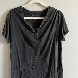 Dark gray front tie shirt